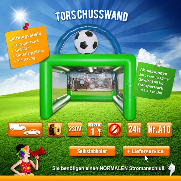 Torschusswand - aufblasbares Riesenspiel mieten